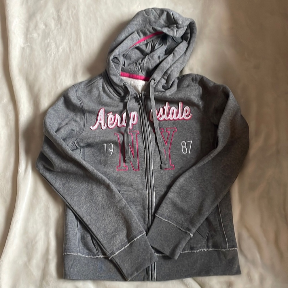 Grey Aeropostale zip up hoodie, size small